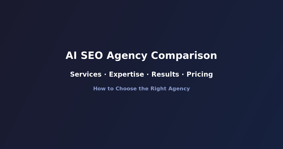 AI SEO agency comparison chart showing services, expertise, results and pricing