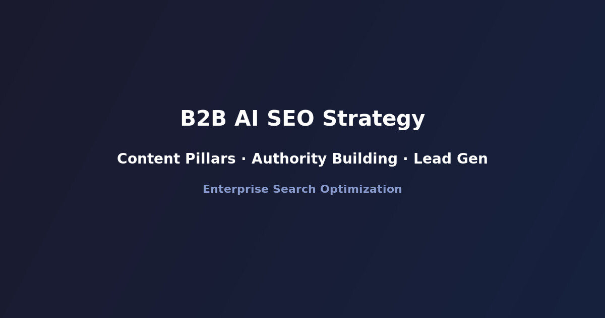B2B AI SEO strategy covering content pillars, authority building and lead generation