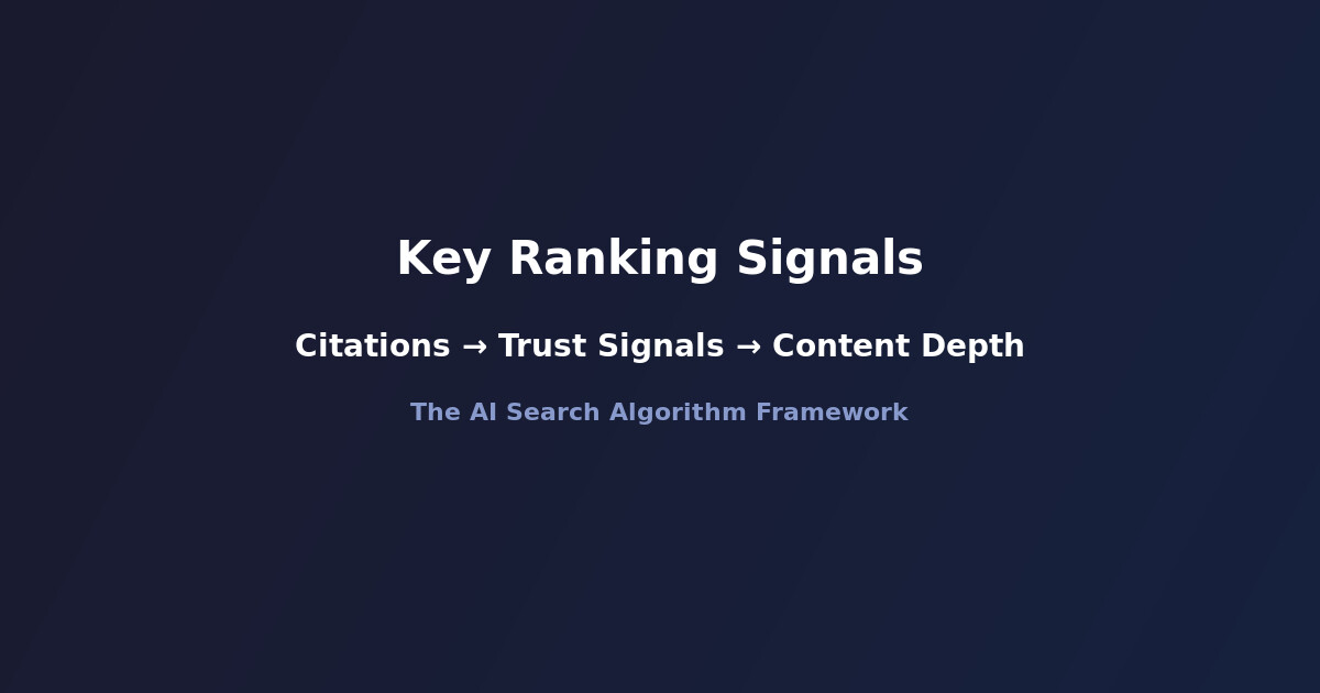 Key ranking signals for AI search engines including citations, trust signals and content depth
